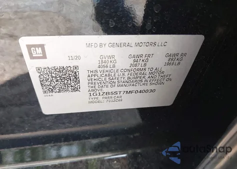 2021 Chevrolet Malibu Fwd Ls from USA, damaged, VIN 1G1ZB5ST7MF040030